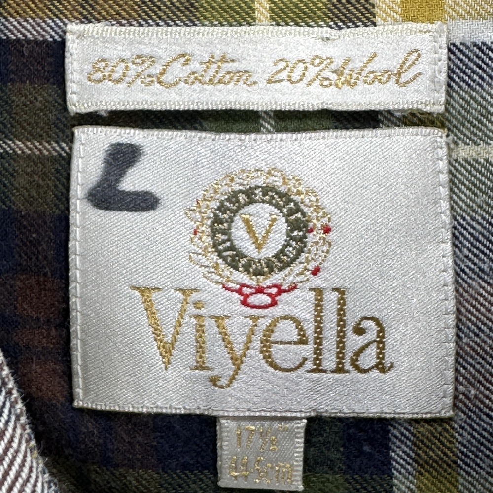 Viyella Flannel Shirt Mens XL Multicolor Plaid Long Sleeve Button Up Wool Blend - Picture 6 of 10
